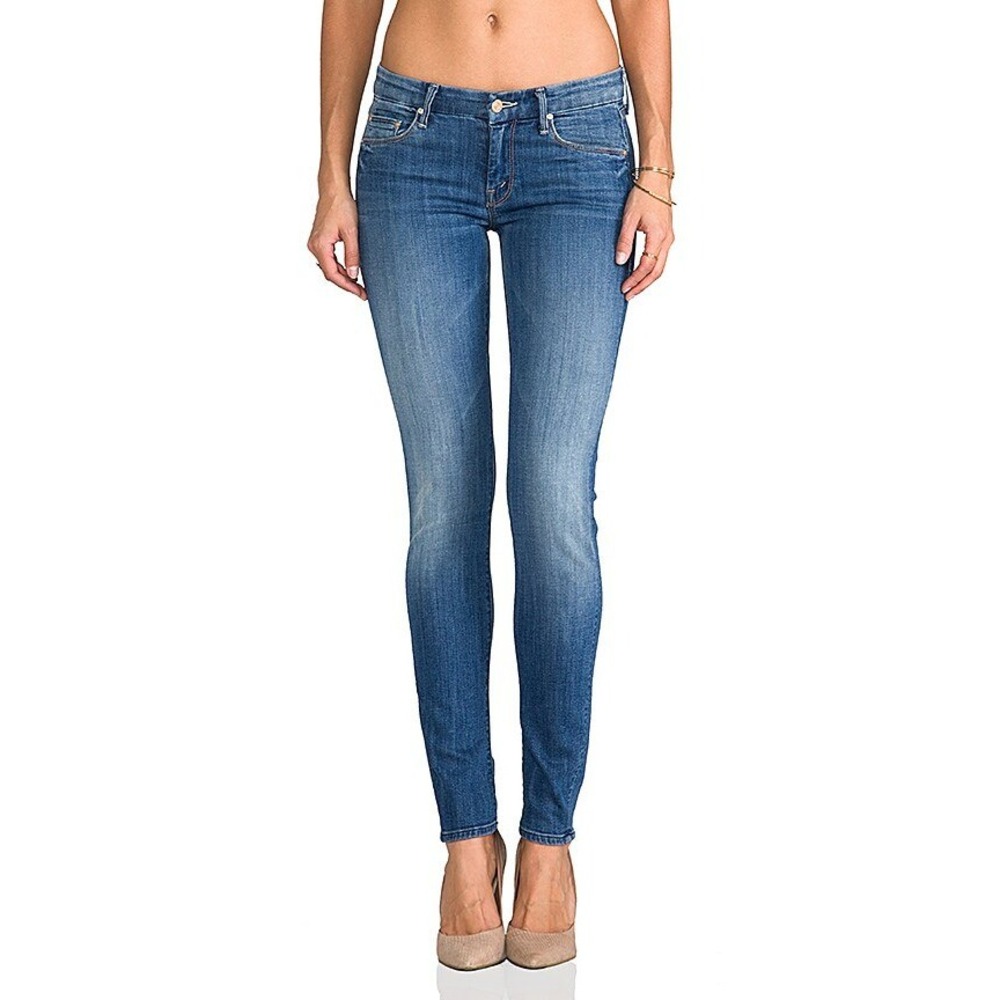 Mother The Looker Skinny Jeans Medium Kitty Wash Blue Denim Size 26 Low Rise